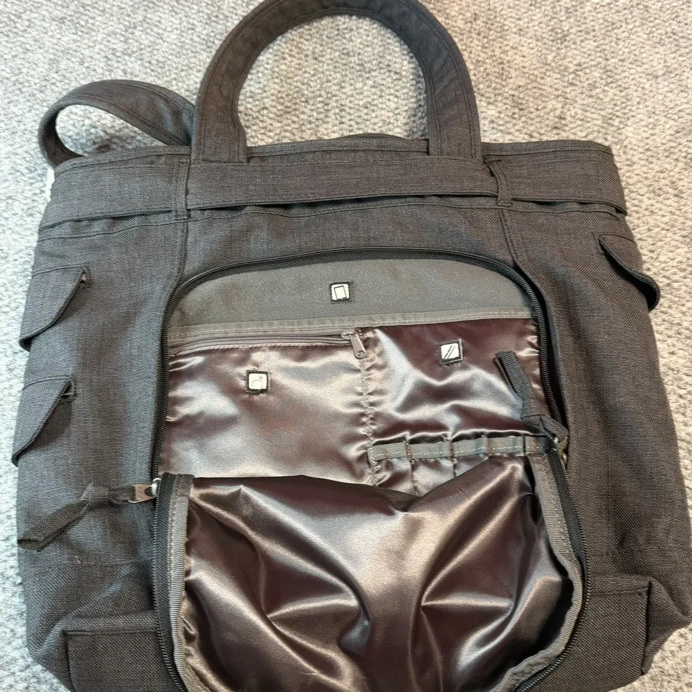 OGIO Hampton Tote Padded Laptop Bag in Storm Gray with Bow and Buttons